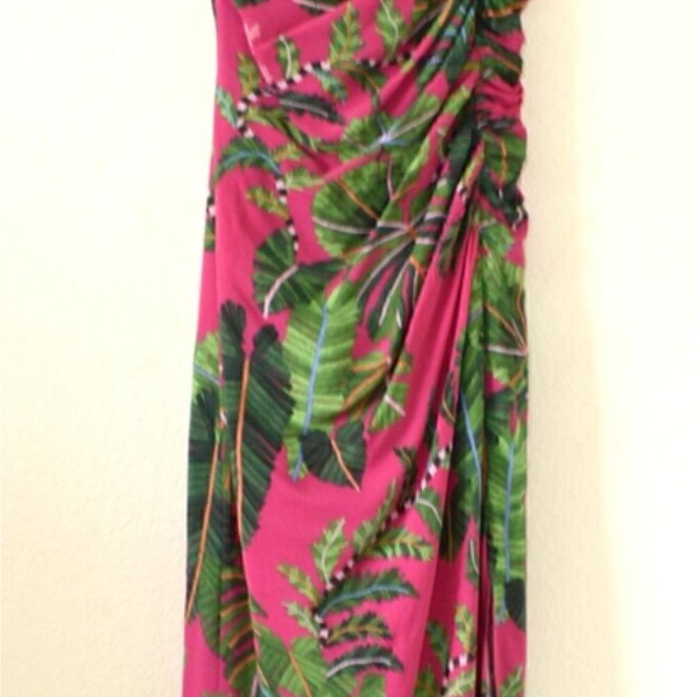 Farm Rio Women’s Pink Leaves Midi Dress NWT $280 - Picture 4 of 13